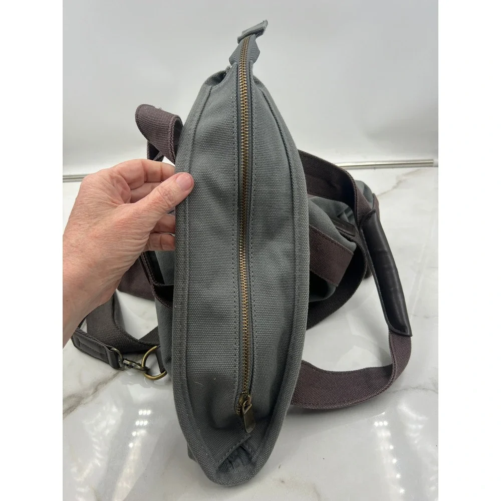 Carters OshKosh Bgosh Diaper Bag Canvas Gray Brown Tote Crossbody Messenger